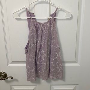 Francesca’s Lavender Top with White Embroidery